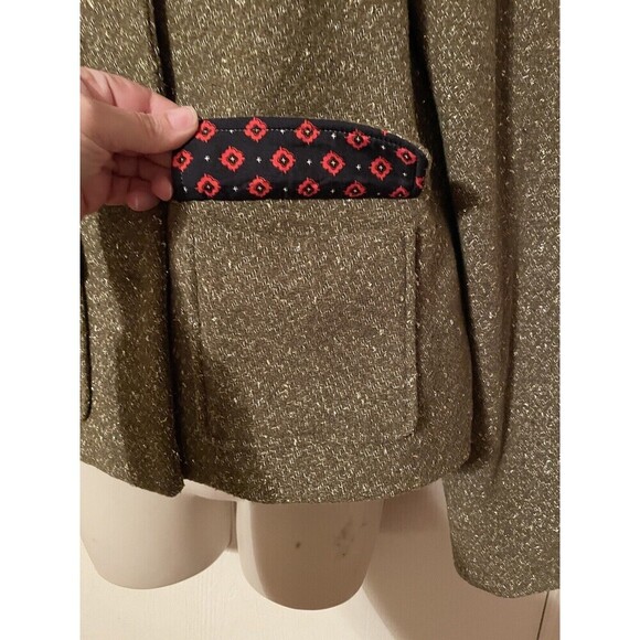 A New Day Blazer Jacket Womens 12 Green Gold Metallic Wool Blend Pockets Lined - Picture 3 of 8